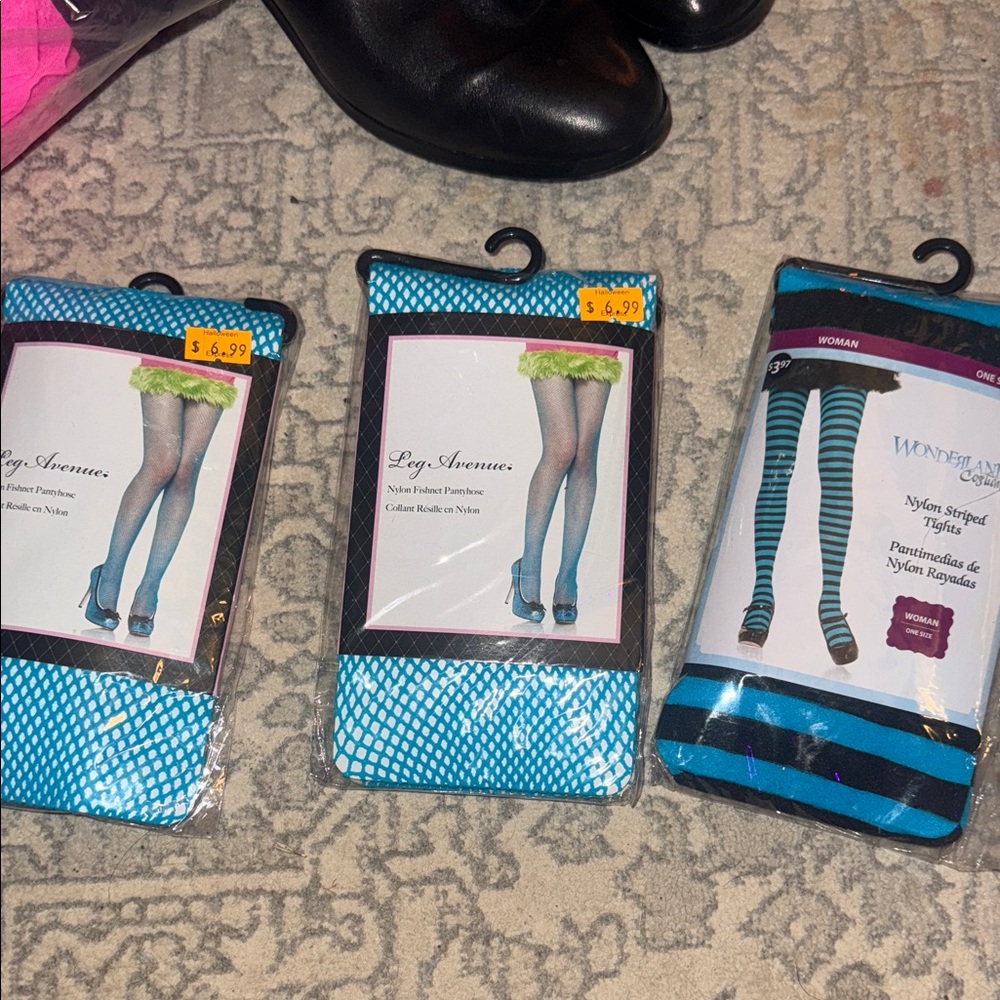 Leg Avenue Blue Fishnet Pantyhose Trio